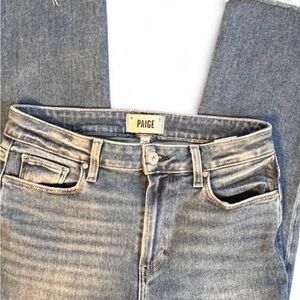 Paige High Rise Light Wash Straight Leg Denim Jeans Raw Hem size 28 Sz 6
